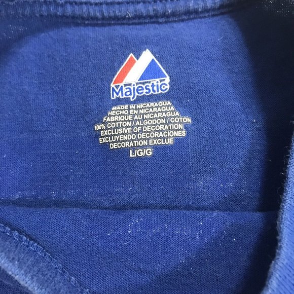 Majestic Chicago Cubs MLB Basebal Ticket Shirt Adult Large Blue Red Mens - Picture 4 of 12